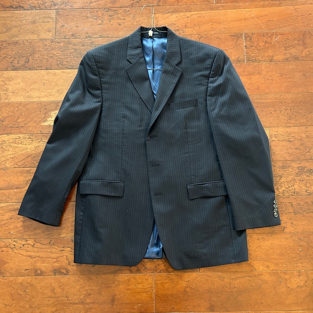 RALPH LAUREN Men Navy Pinstripe Wool Suit Jacket 44R /Slacks 36x34 3 Button